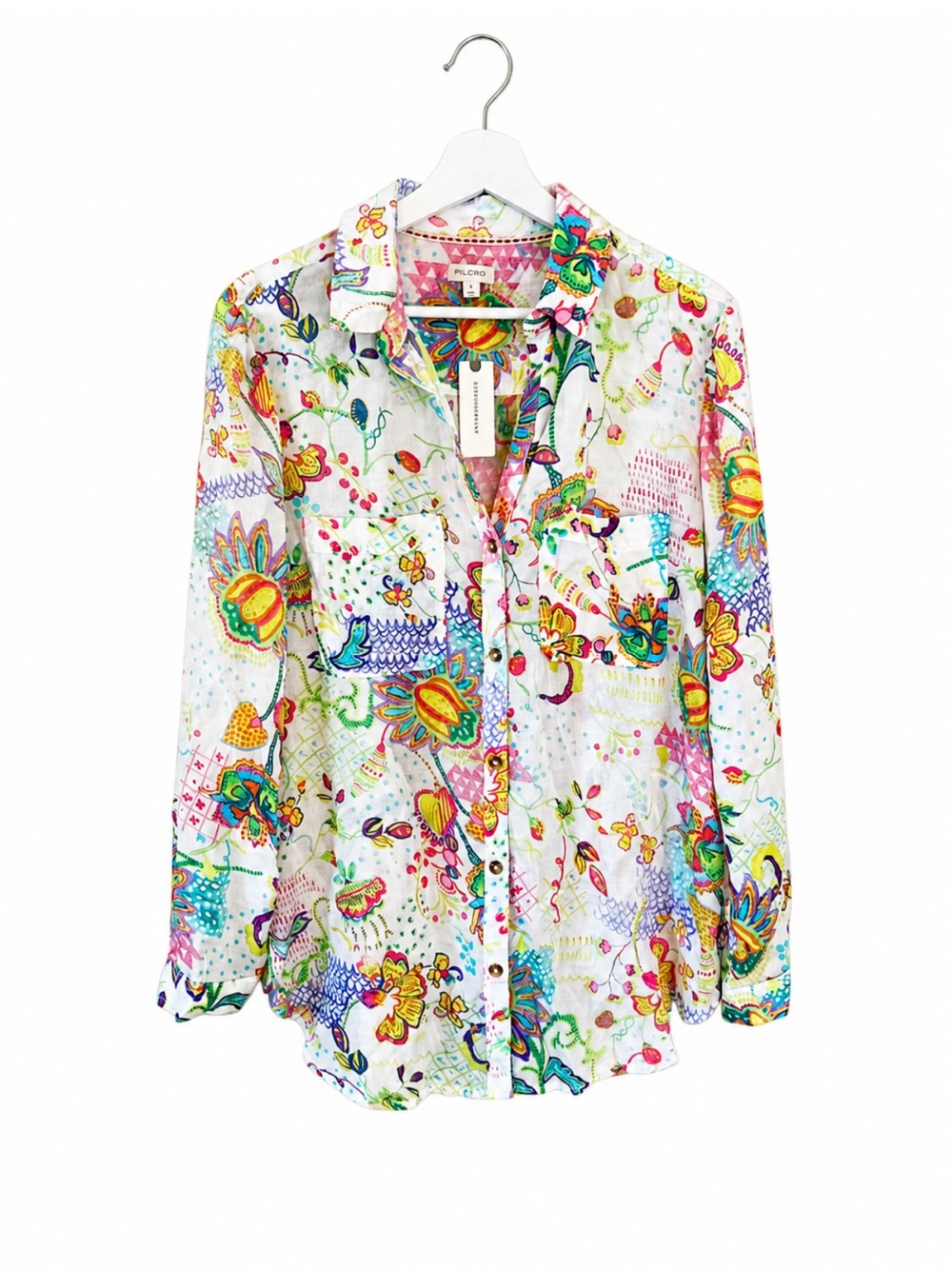 NWT Anthropologie Pilcro Multicolor ButtonUp Shirt Modal Size Small Boho Floral